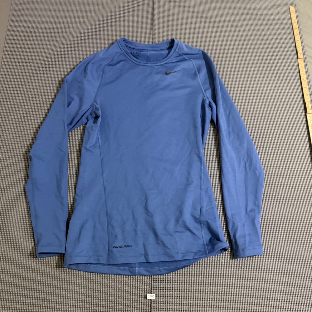 Nike Pro Dri-FIT Slim Fit Blue Long Sleeve Compression Shirt Mens Small